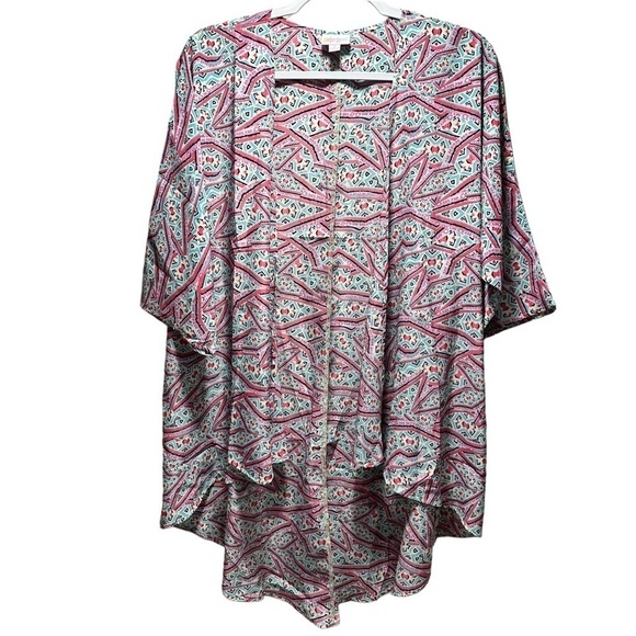 NWT LulaRoe Lindsay Sheer Duster OpenFront Short Kimono Light Batwing Retro - Picture 7 of 14